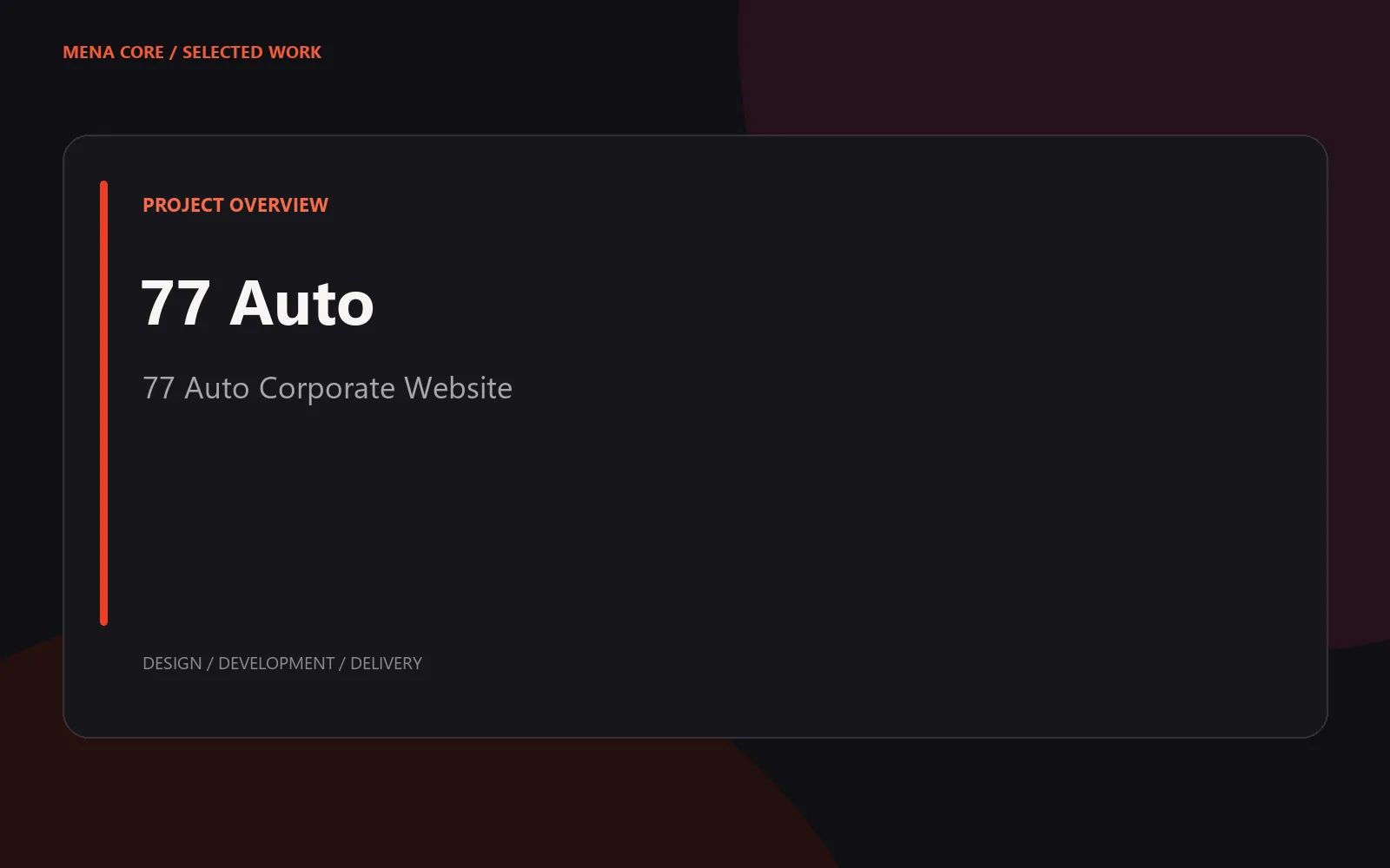 77 Auto Corporate Website for 77 Auto — project overview cover